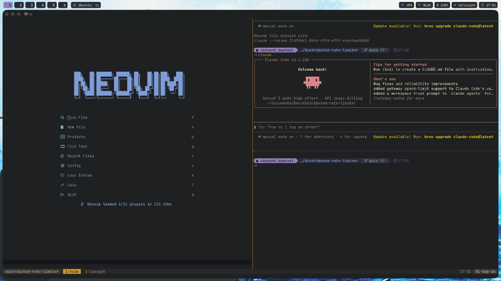 Neovim and Tmux Split in Ghostty